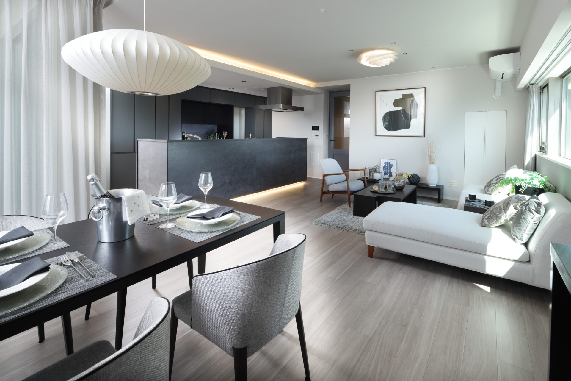 Kitchen , Dining & Living Room